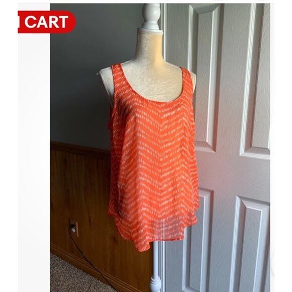 Old‎ Navy Tank Top Womens Size Small Orange Sheer Chiffon Boho Festival Beachy - Picture 4 of 9